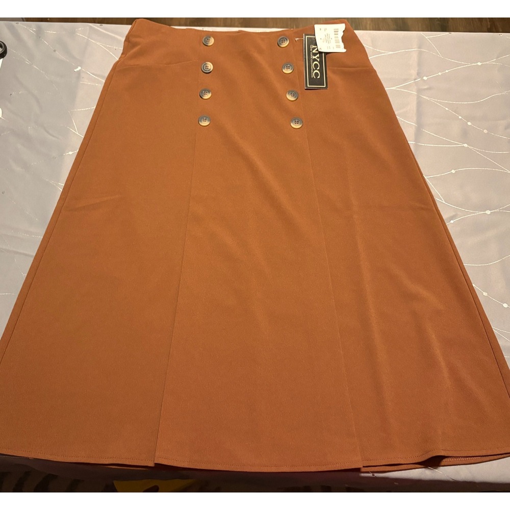 NYCC New York Clothing Co Button Front A-Line Midi Skirt Womens M NWT